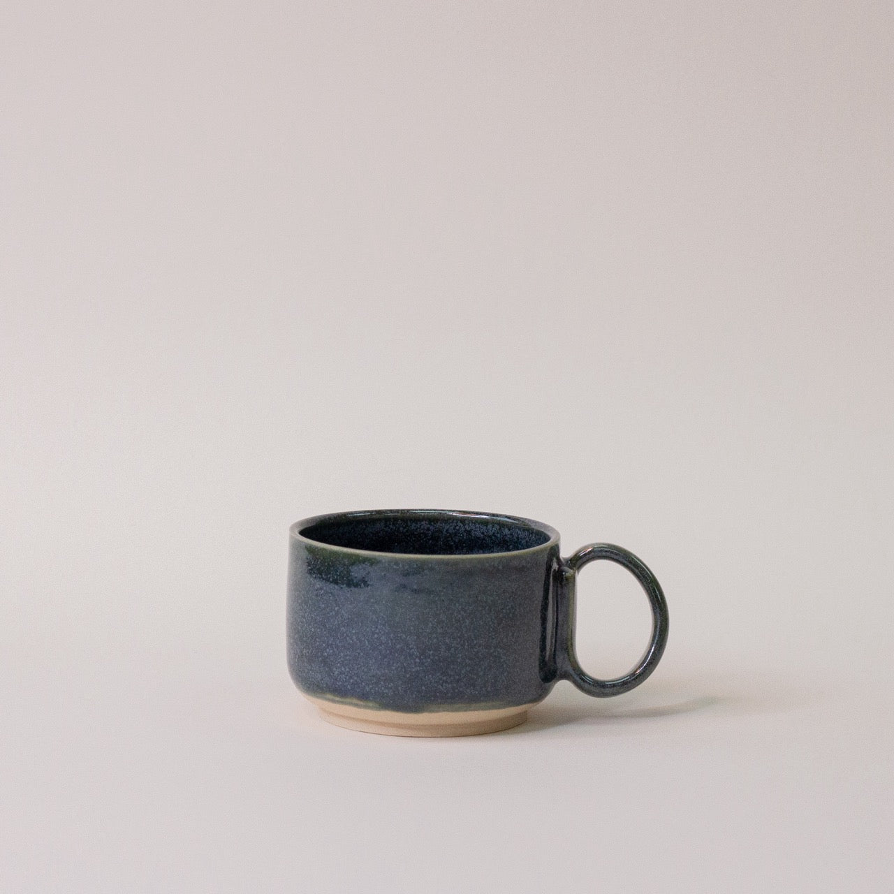 Handmade Ceramic 'Midnight Teal' Flat White Cup