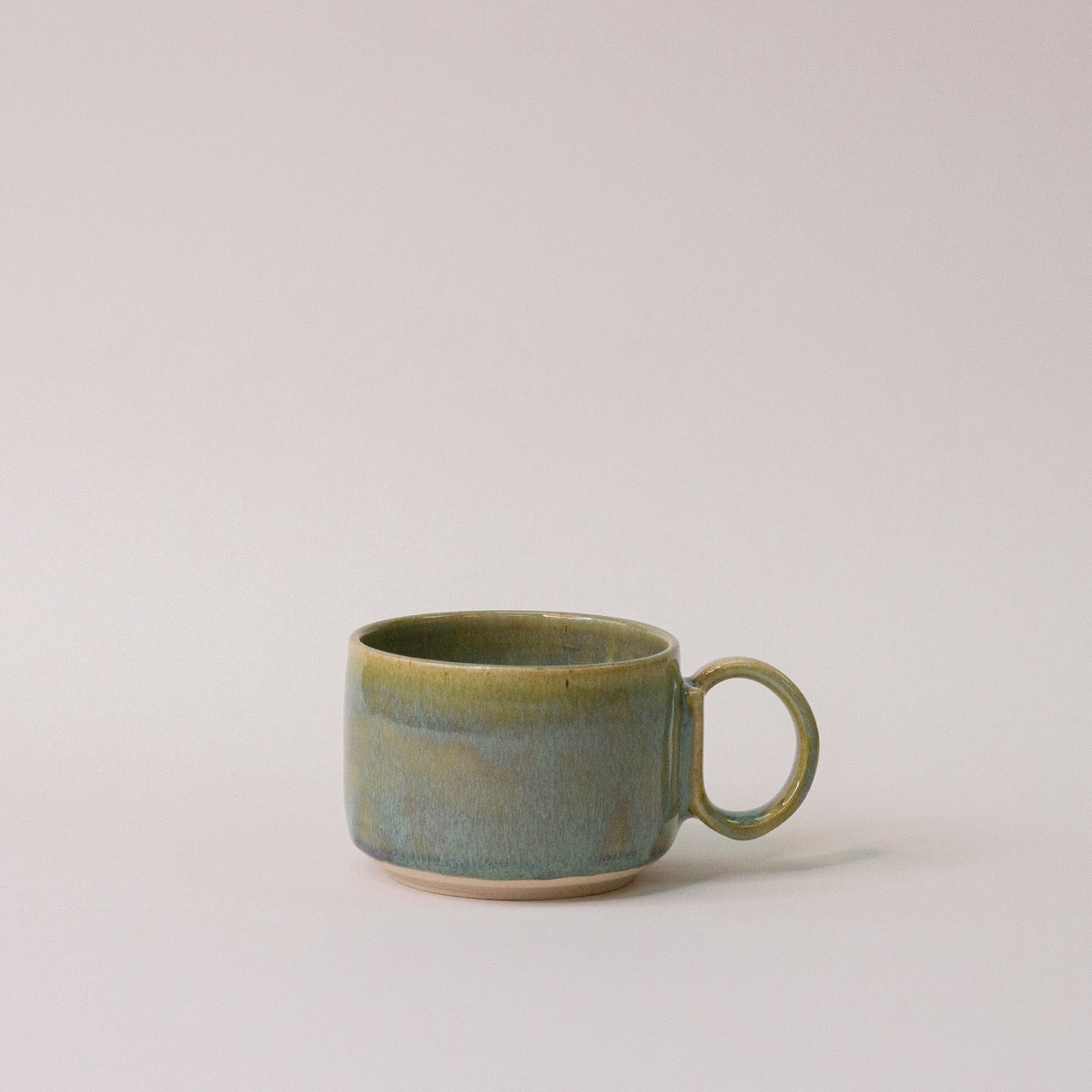 Handmade Ceramic 'Green Lagoon' Flat White Cup
