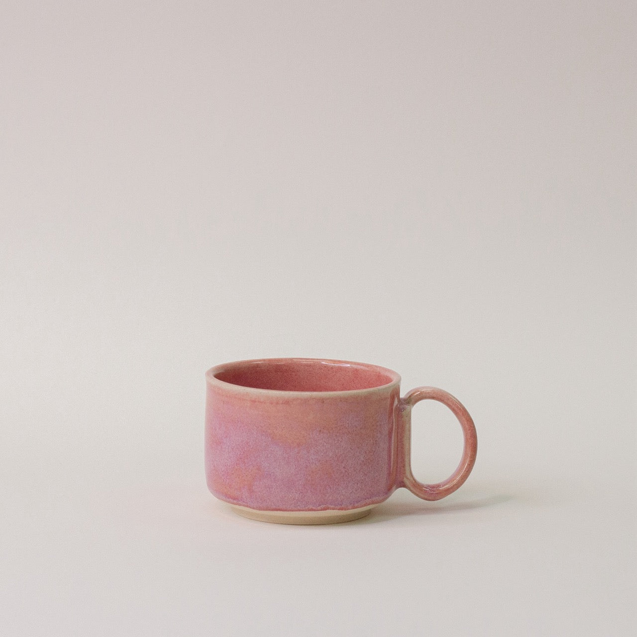 Handmade Ceramic 'Rose Sunset' Flat White Cup
