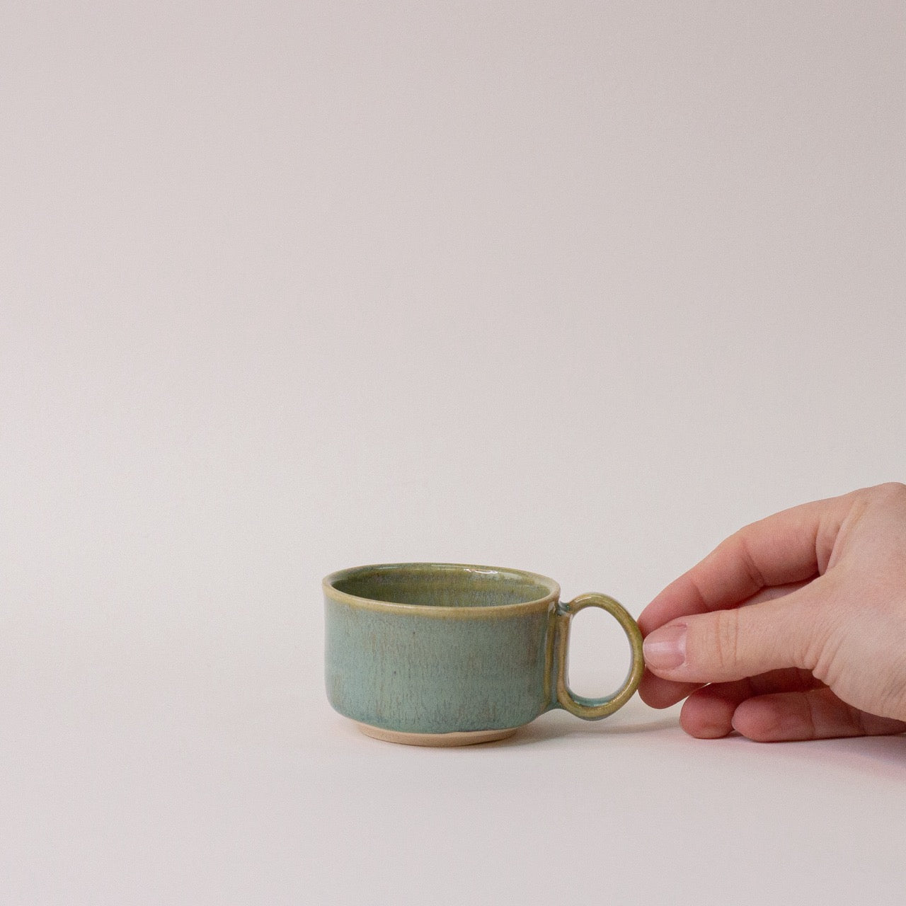 Handmade Ceramic 'Green Lagoon' Espresso Cup
