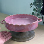 Load and play video in Gallery viewer, Handmade Ceramic 'Rose Sunset' Scalloped Serving/Oven Dish
