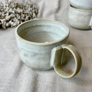 Handmade Ceramic 'Speckled White' Swirl Handle Mug